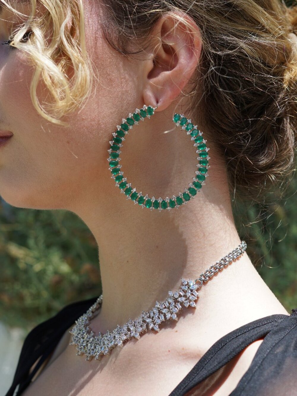 Earrings Emerald Hoops
